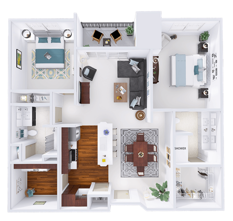 a floor plan of a house with a bedroom and a living room
